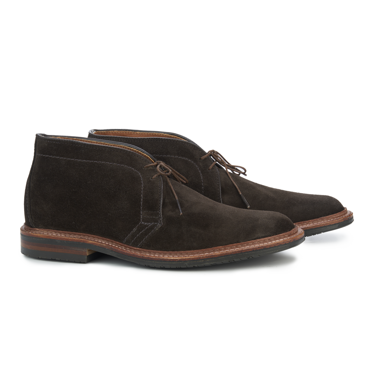 Alden Chukka Boot in Dark Chocolate Suede with Rubber Sole