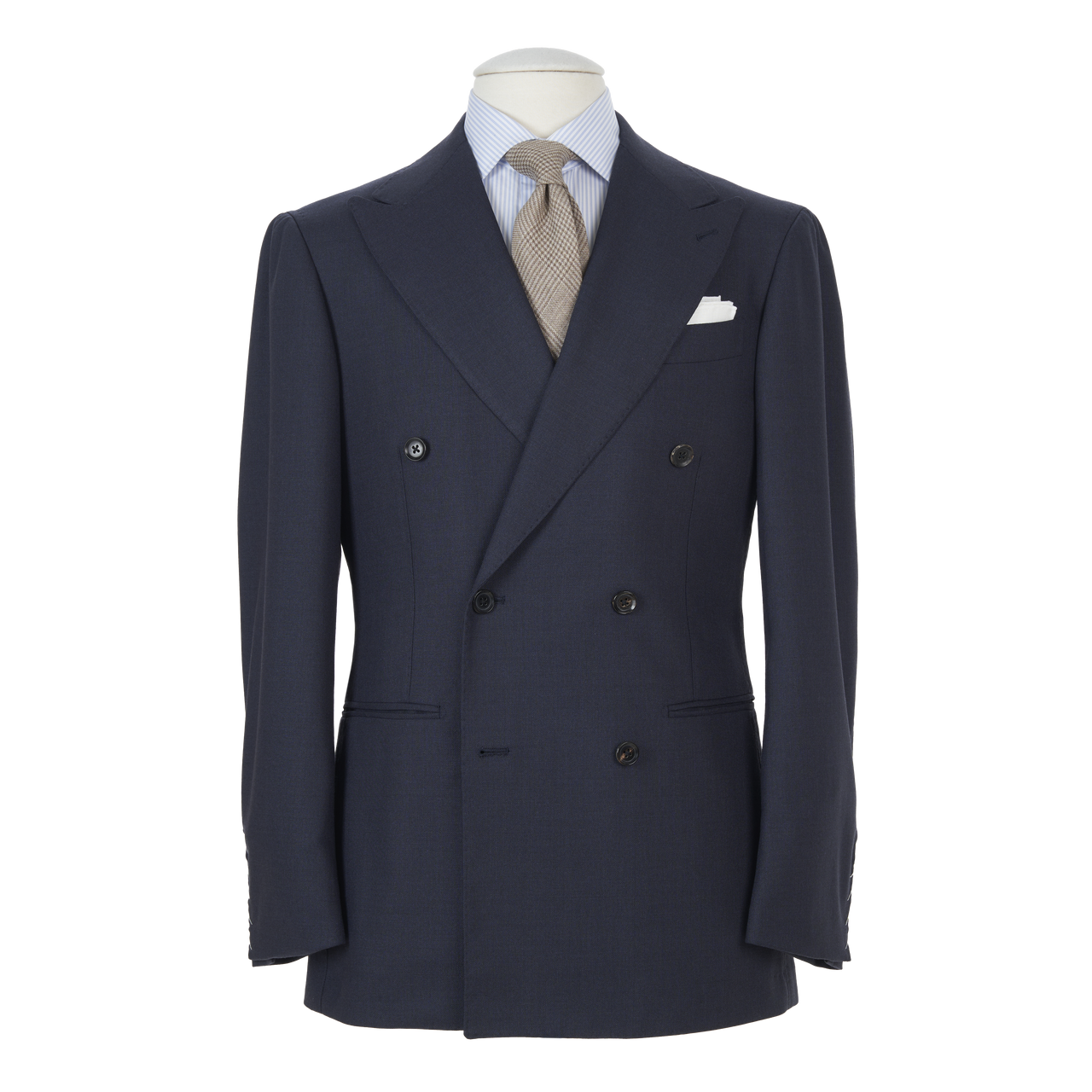 Ring Jacket Double Breasted Suit 296EH-S178 in Navy 4-Ply Plain Weave Wool