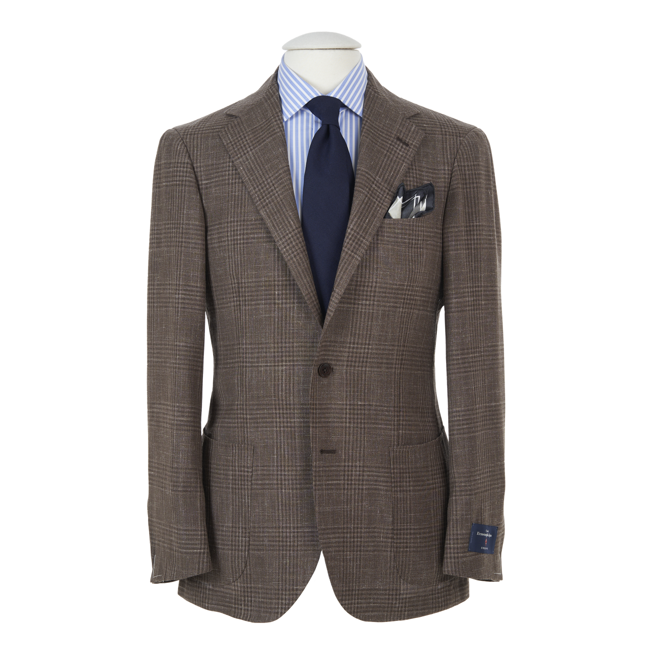 Ring Jacket Sport Jacket 300F in Brown Glen Check Wool-Silk-Linen