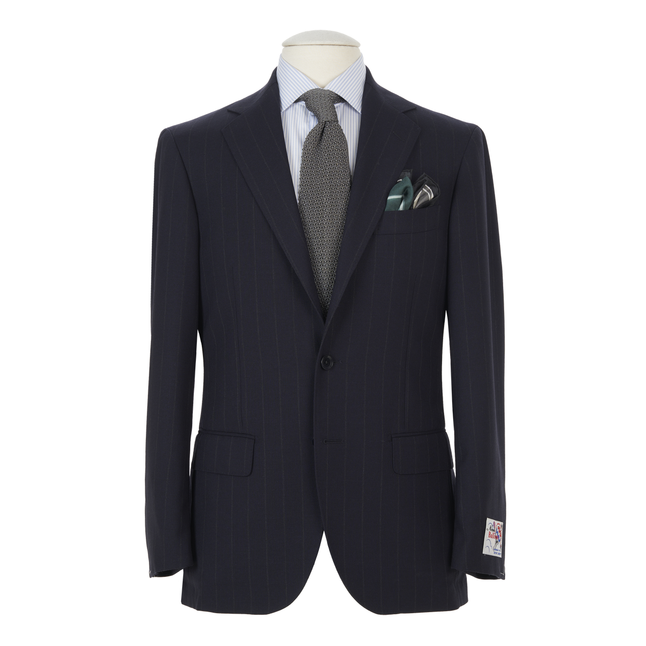 Ring Jacket Suit 301A-S186 in Navy Chalkstripe Wool