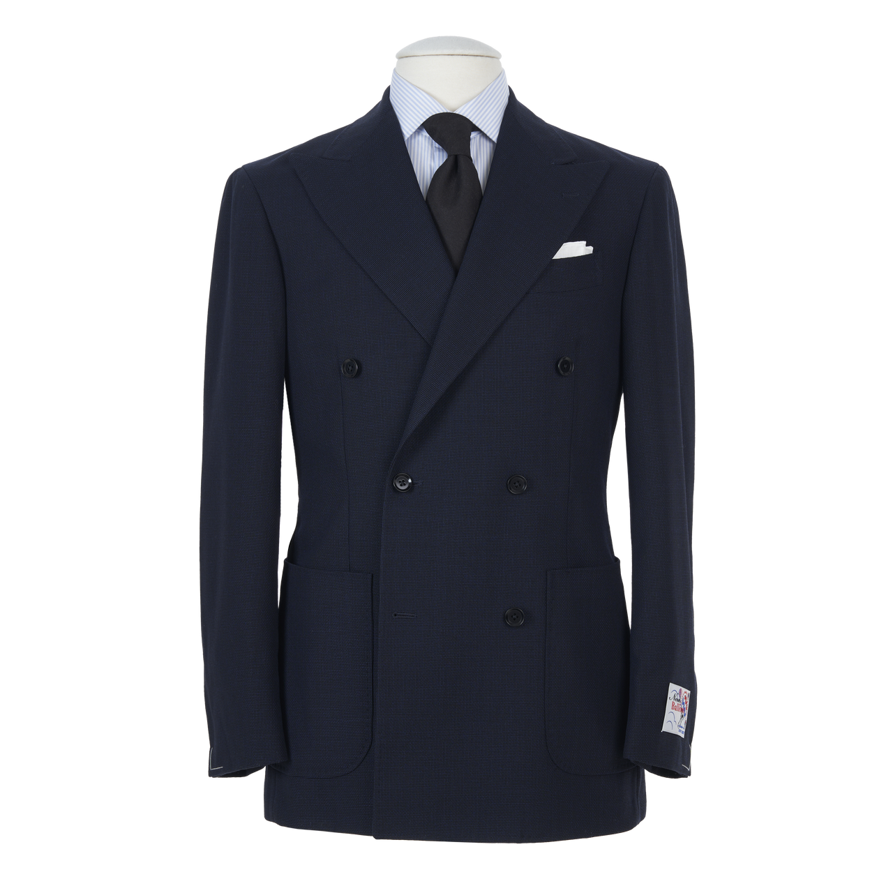 Ring Jacket Double Breasted Sport Jacket 304F in Navy Wool Hopsack