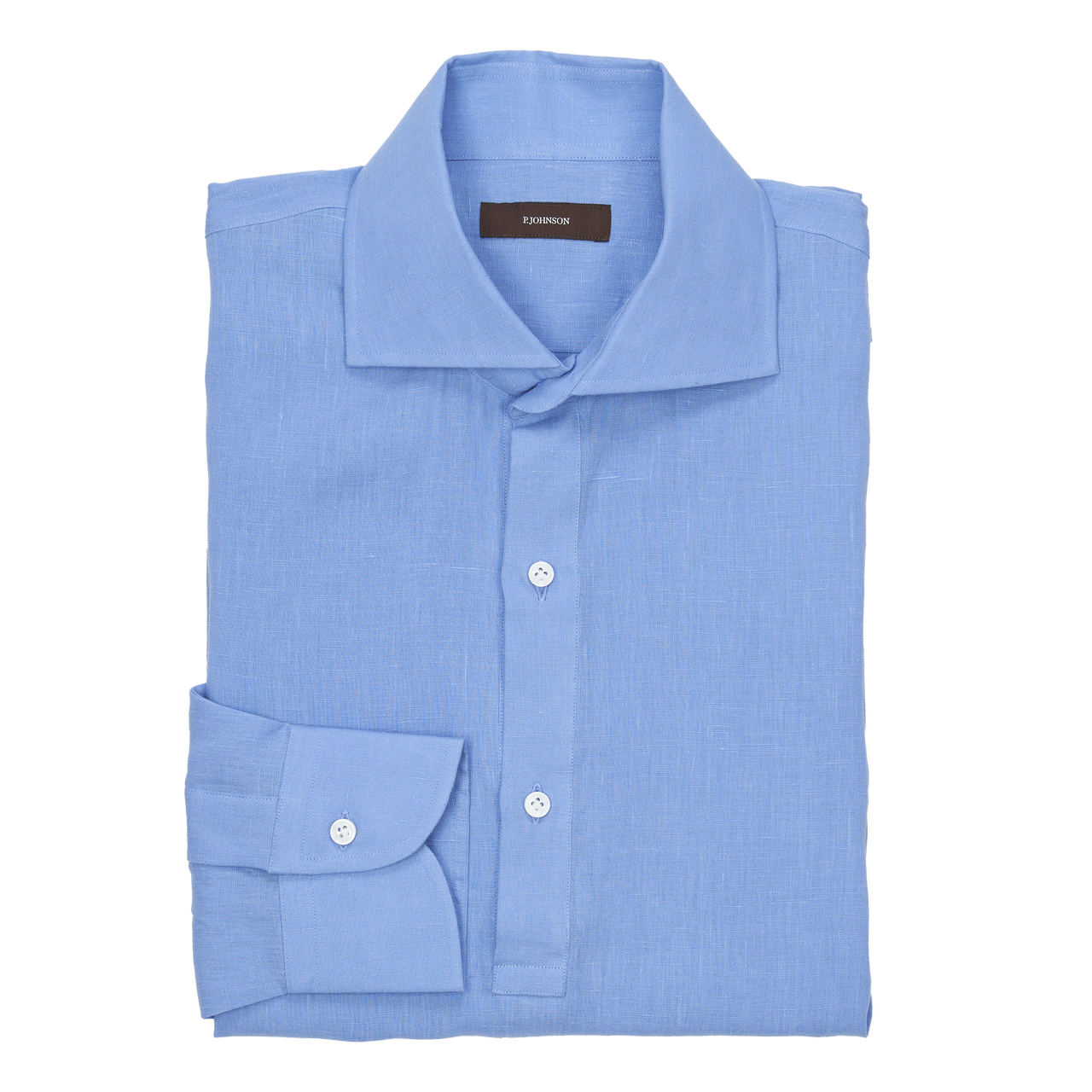 P. Johnson Popover in Cornflower Blue Linen with Cutaway Collar