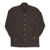 P. Johnson Shirt in Dark Brown Linen Twill with Cutaway Collar