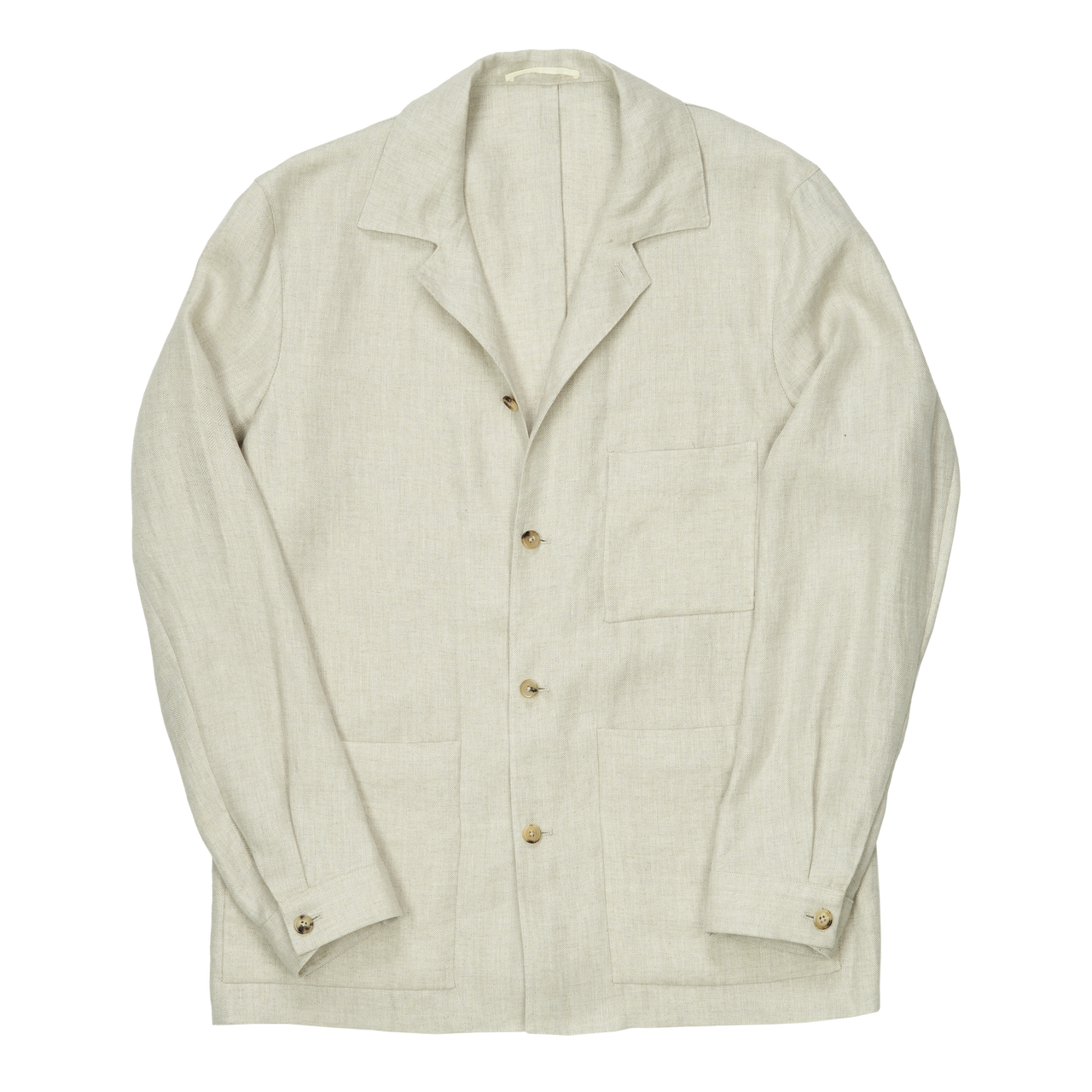 P. Johnson Shirt Jacket in Beige Herringbone Linen