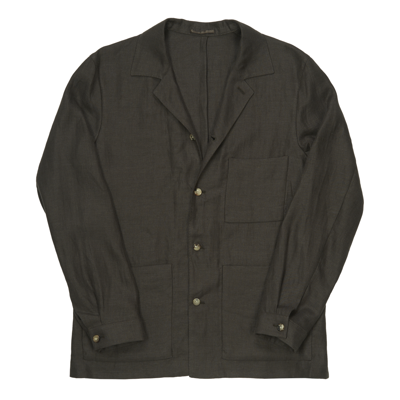 P. Johnson Shirt Jacket in Dark Brown Linen Twill