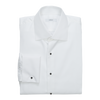 P. Johnson Tuxedo Shirt in White Cotton Twill with Spread Collar and Full Marcella Bib