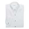 P. Johnson Tuxedo Shirt in White Cotton Twill with Wing Collar and Full Marcella Bib