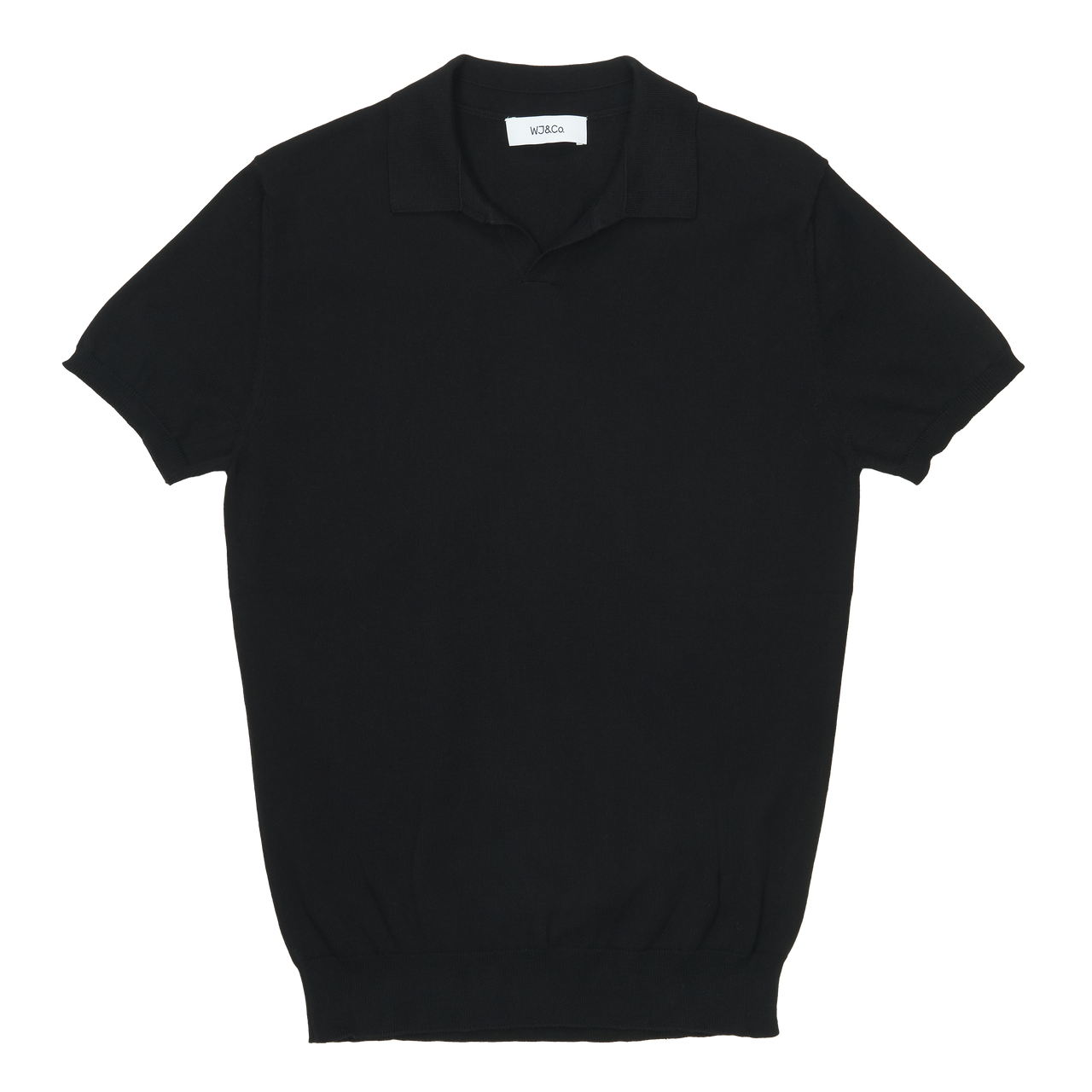 WJ & Co. Buttonless Polo in Black Knitted Cotton