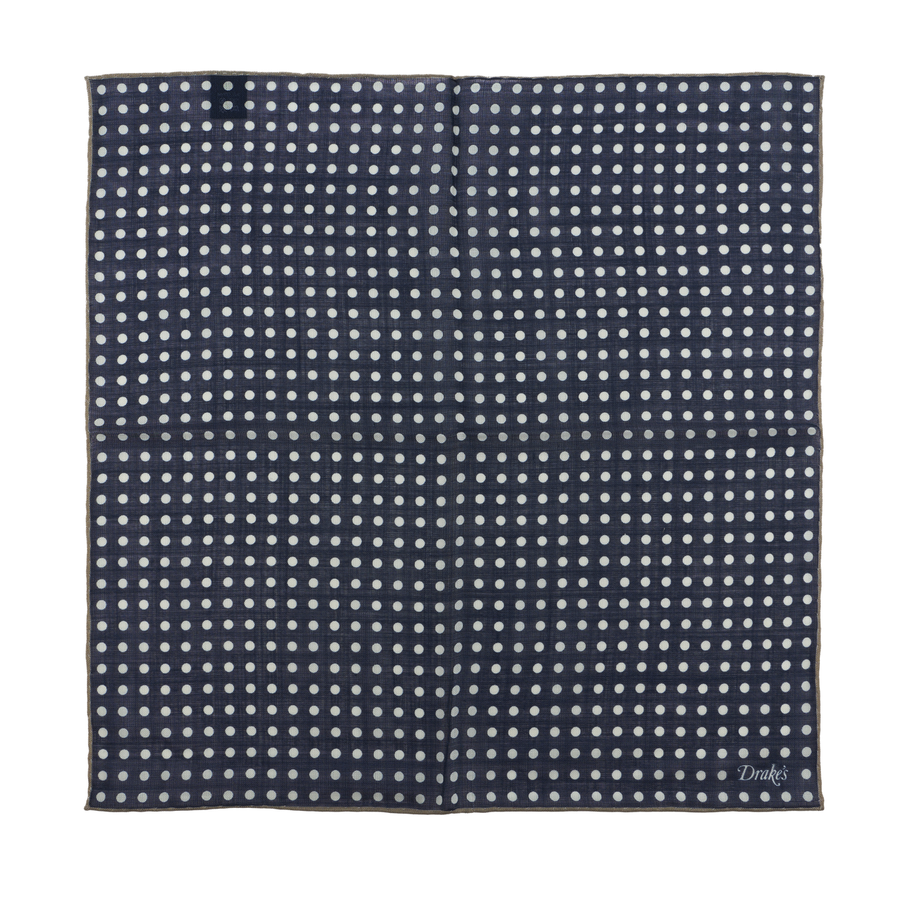 Drake's Pocket Square in Woven Wool-Silk with Printed Spots